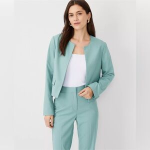 Ann Taylor The Crew Neck Jacket in Texture - Peacock Teal Melange -Size 10- NWOT